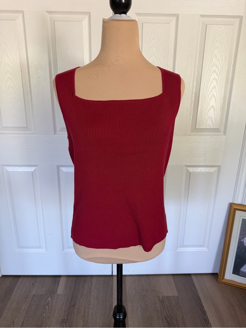LOFT Ribbed Square Neck Tank Top - Wine